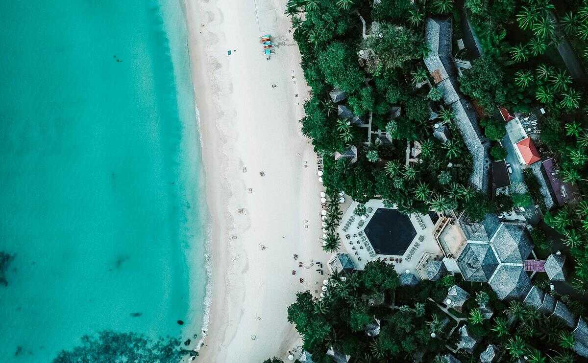 The Surin Hotel view from drone Dream Stay in one of the Luxury Hotels in Phuket