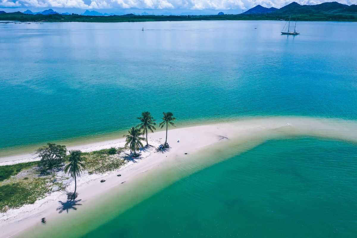 Aerial of Koh Yao Yai Coastline / Laem Had Beach