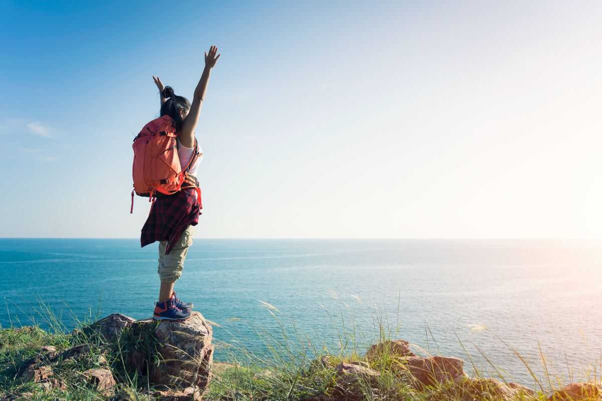 Woman finish Trekking 