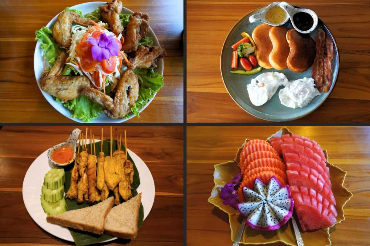 Thai food at Tanote Villa Resort restaurant with bay view