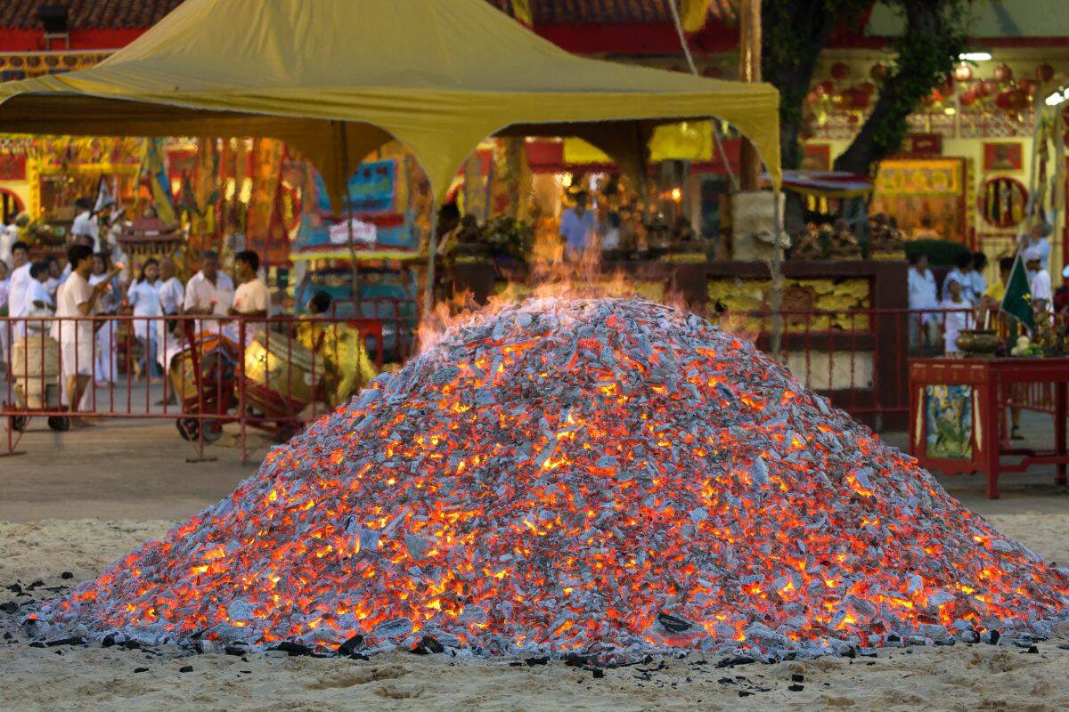 Firewalking ritual during Nine Emperor Gods Festival in Phuket, Thailand