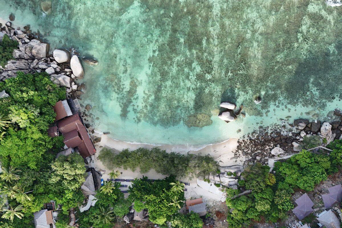 Freedom Beach Koh Tao from drone prespective