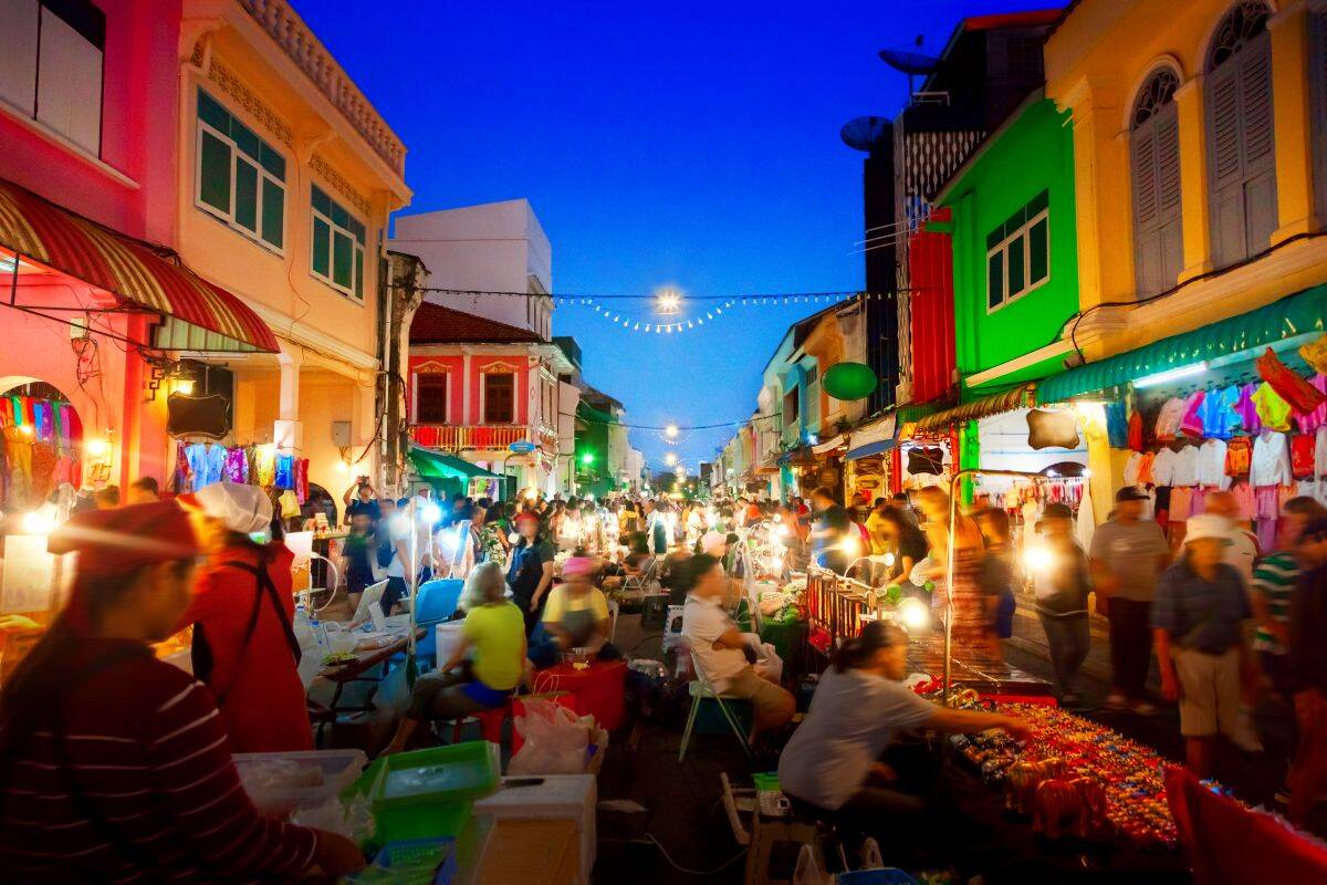 view of Phuket Town Night Market Lard Yai 360 metre stretch